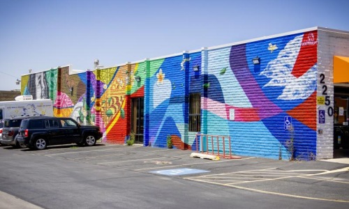 a building with a mural on it