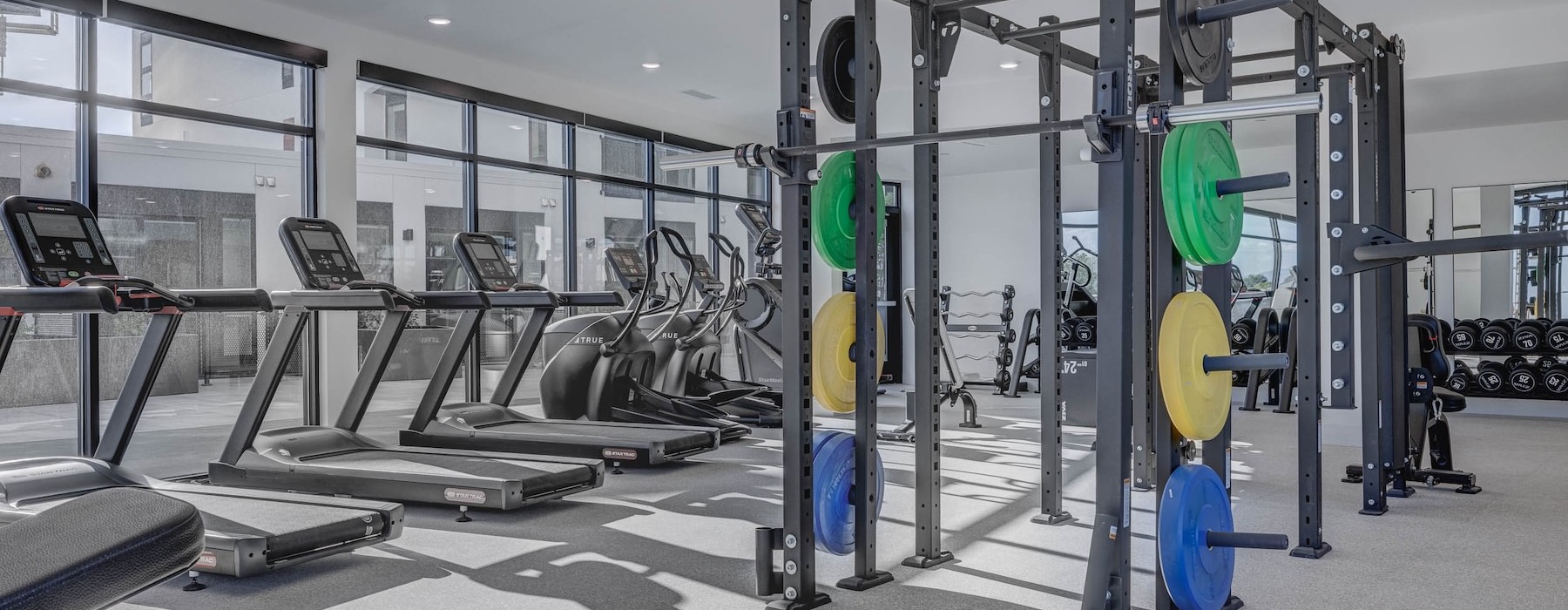 a gym with exercise equipment