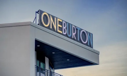 a building with a sign on it